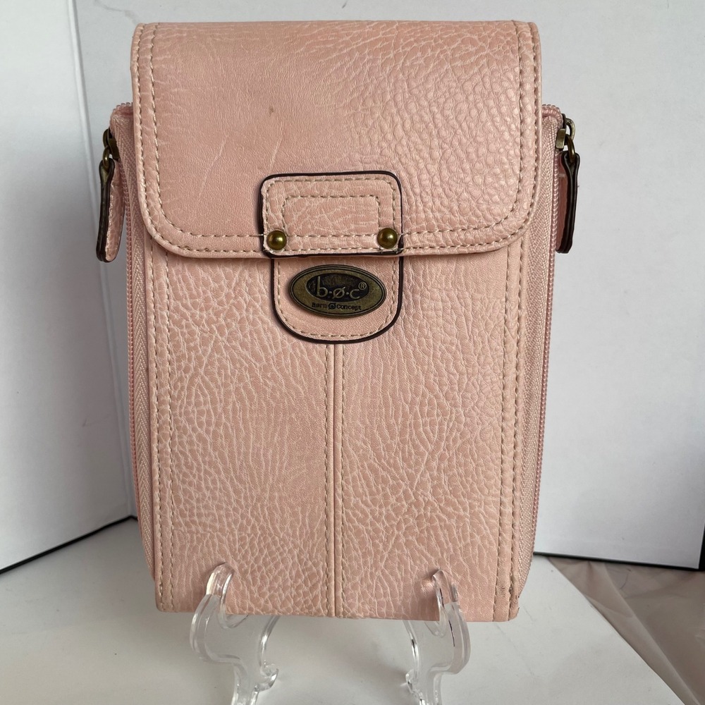 b.o.c. Born Concept Pink Pebbled Faux Leather Crossbody Wallet Phone Bag